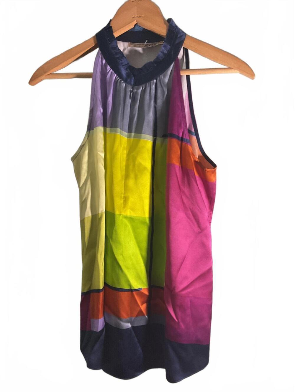 Gosilk Colorblock Sleeveless Halter Top Size S